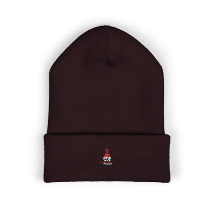Classic Embroidered Cuffed Beanie — Minimal Santa Graphic