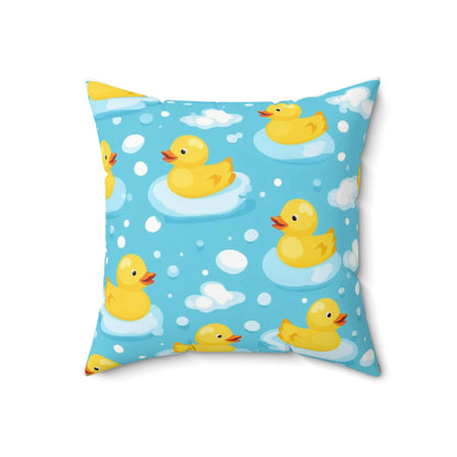 Rubber Duck Pattern Decorative Pillow — Cute Bath Toy Throw Cushion