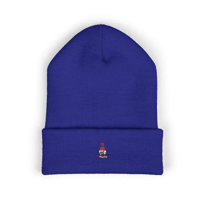 Classic Embroidered Cuffed Beanie — Minimal Santa Graphic