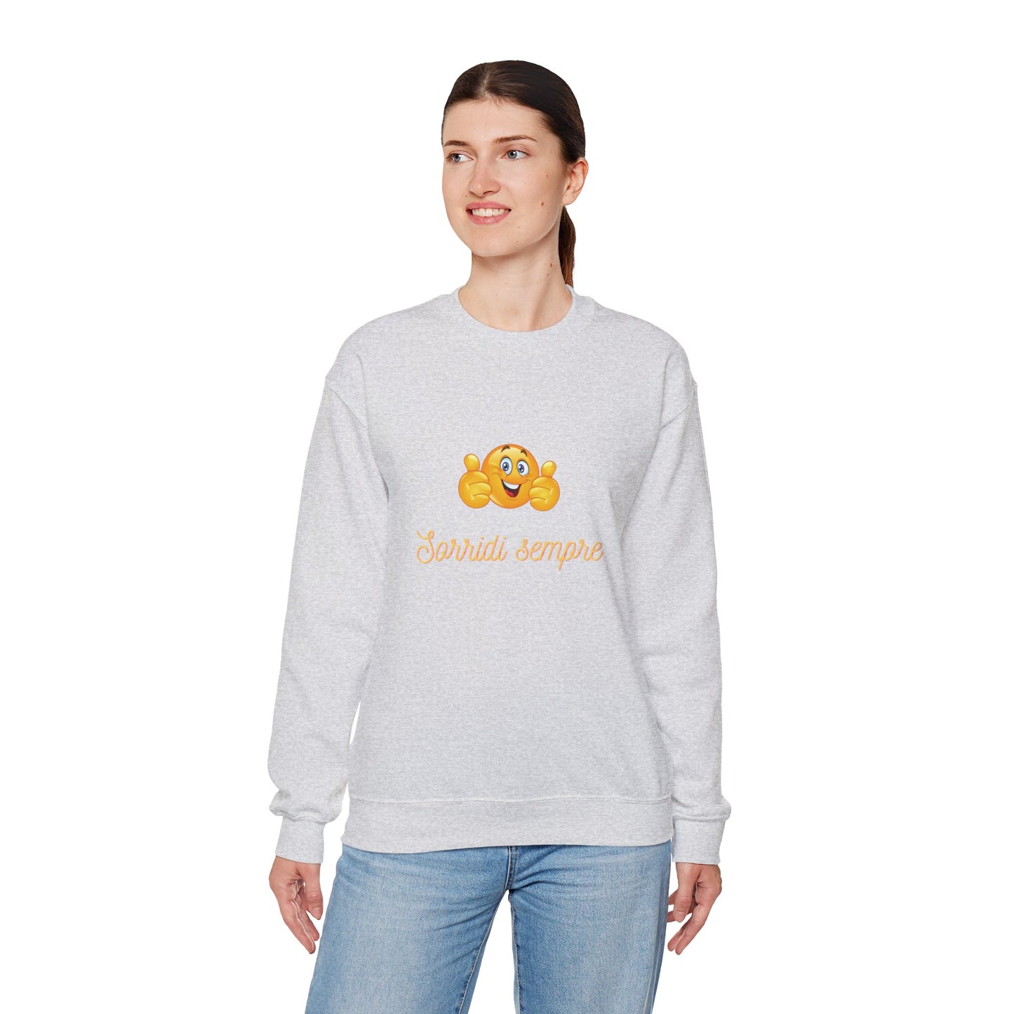 Crewneck Sweatshirt - 'Sorridi Sempre' Smiley Emoji Cozy Pullover
