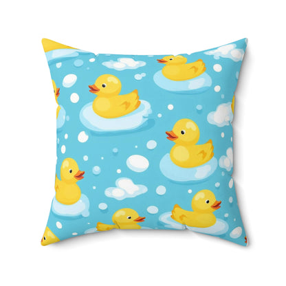 Rubber Duck Pattern Decorative Pillow — Cute Bath Toy Throw Cushion