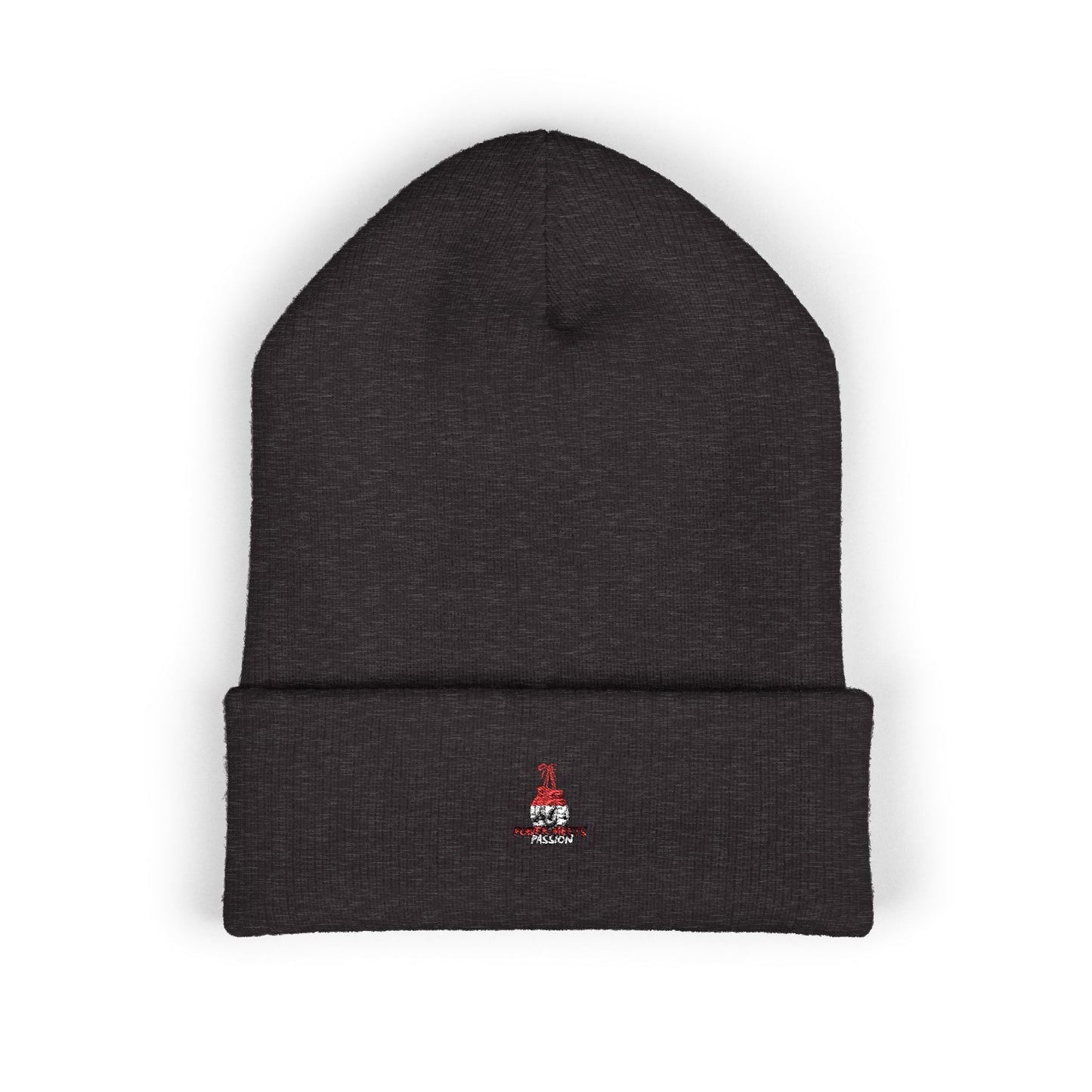 Classic Embroidered Cuffed Beanie — Minimal Santa Graphic