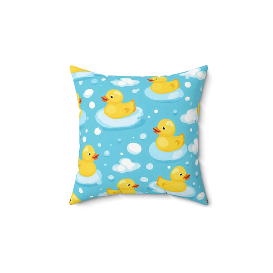 Rubber Duck Pattern Decorative Pillow — Cute Bath Toy Throw Cushion