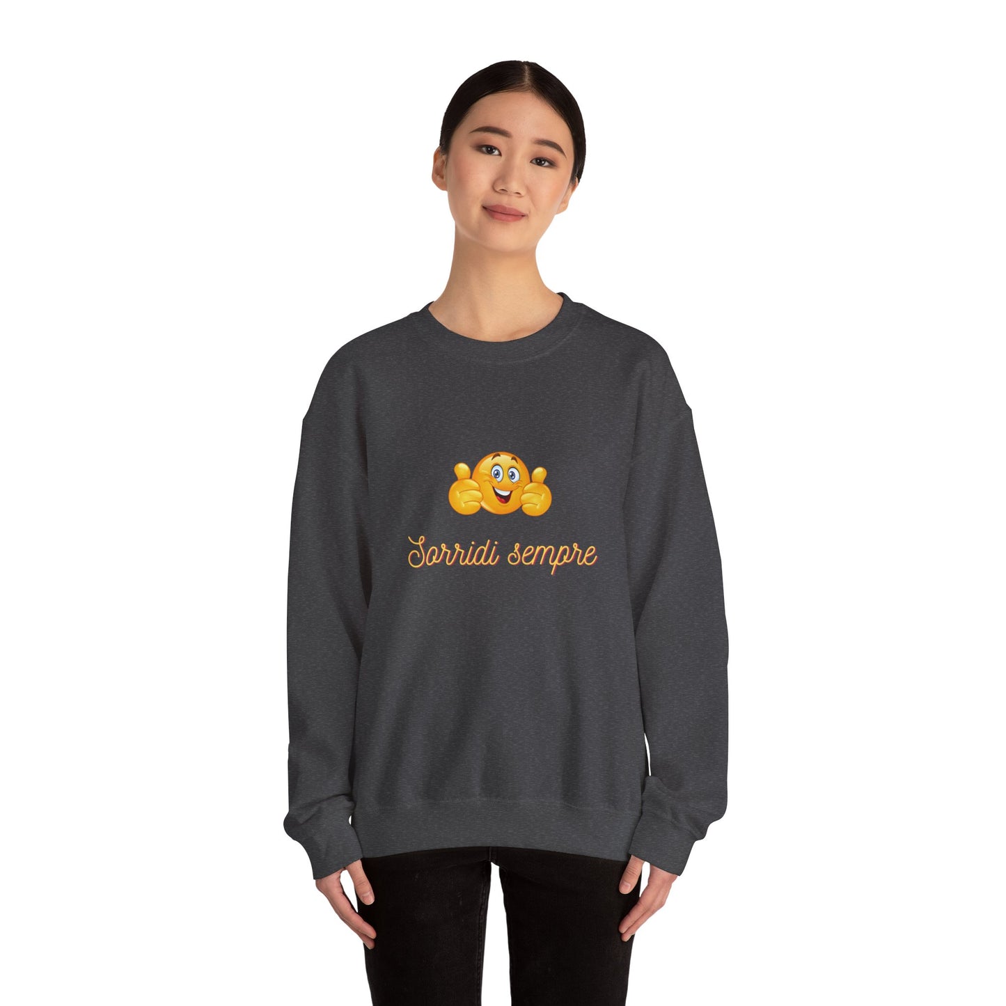 Crewneck Sweatshirt - 'Sorridi Sempre' Smiley Emoji Cozy Pullover