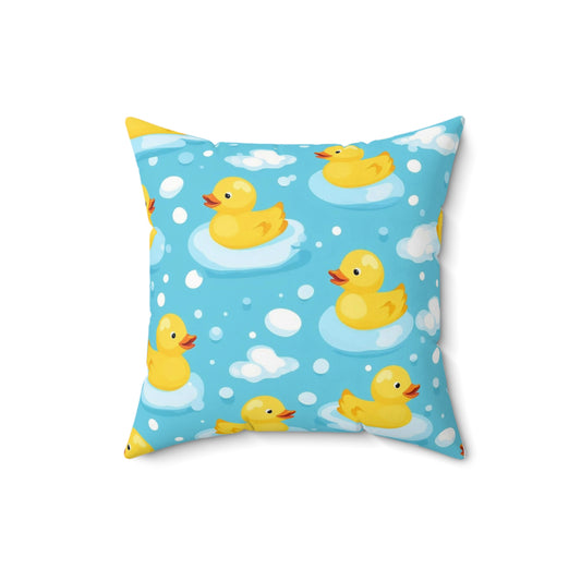 Rubber Duck Pattern Decorative Pillow — Cute Bath Toy Throw Cushion
