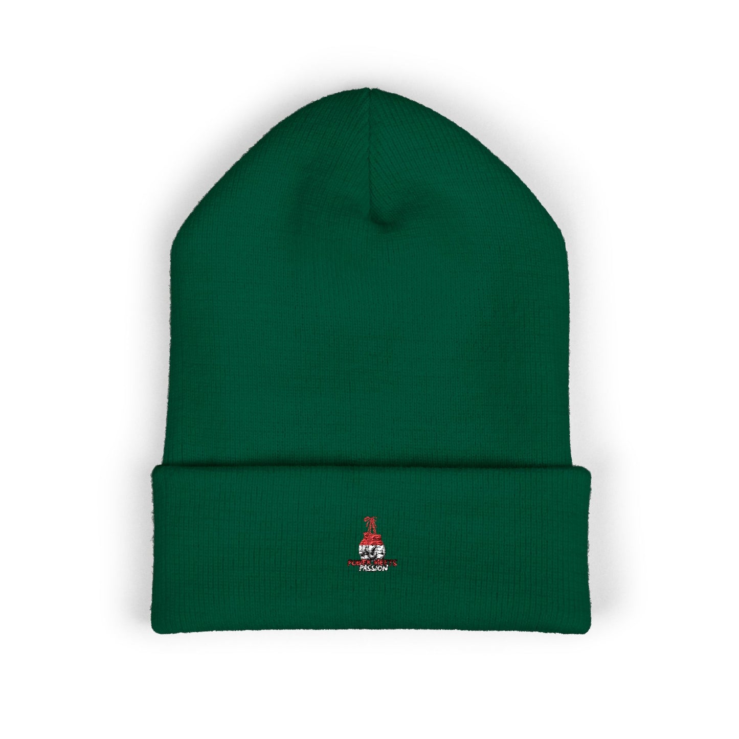 Classic Embroidered Cuffed Beanie — Minimal Santa Graphic