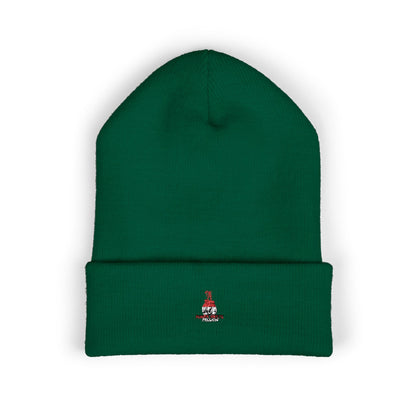 Classic Embroidered Cuffed Beanie — Minimal Santa Graphic