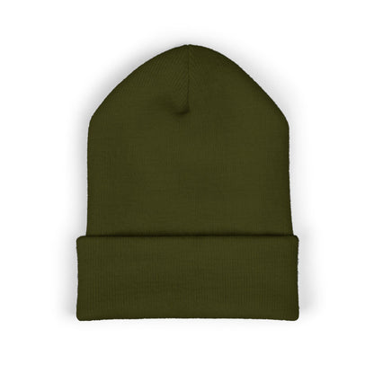 Classic Embroidered Cuffed Beanie — Minimal Santa Graphic