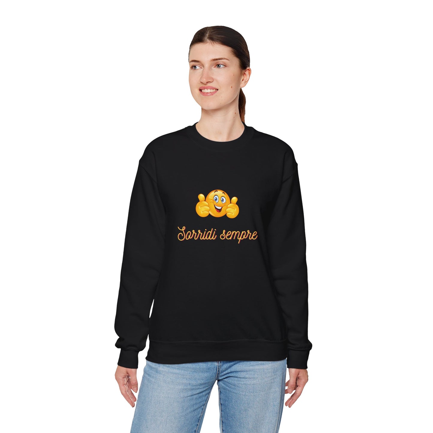Crewneck Sweatshirt - 'Sorridi Sempre' Smiley Emoji Cozy Pullover
