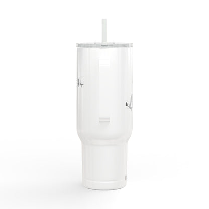 40oz Engraved Insulated Tumbler — Kissing Whale Design, Travel Mug with Lid (Perfect Gift)