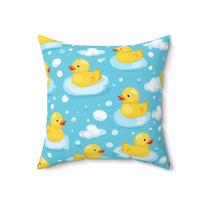 Rubber Duck Pattern Decorative Pillow — Cute Bath Toy Throw Cushion