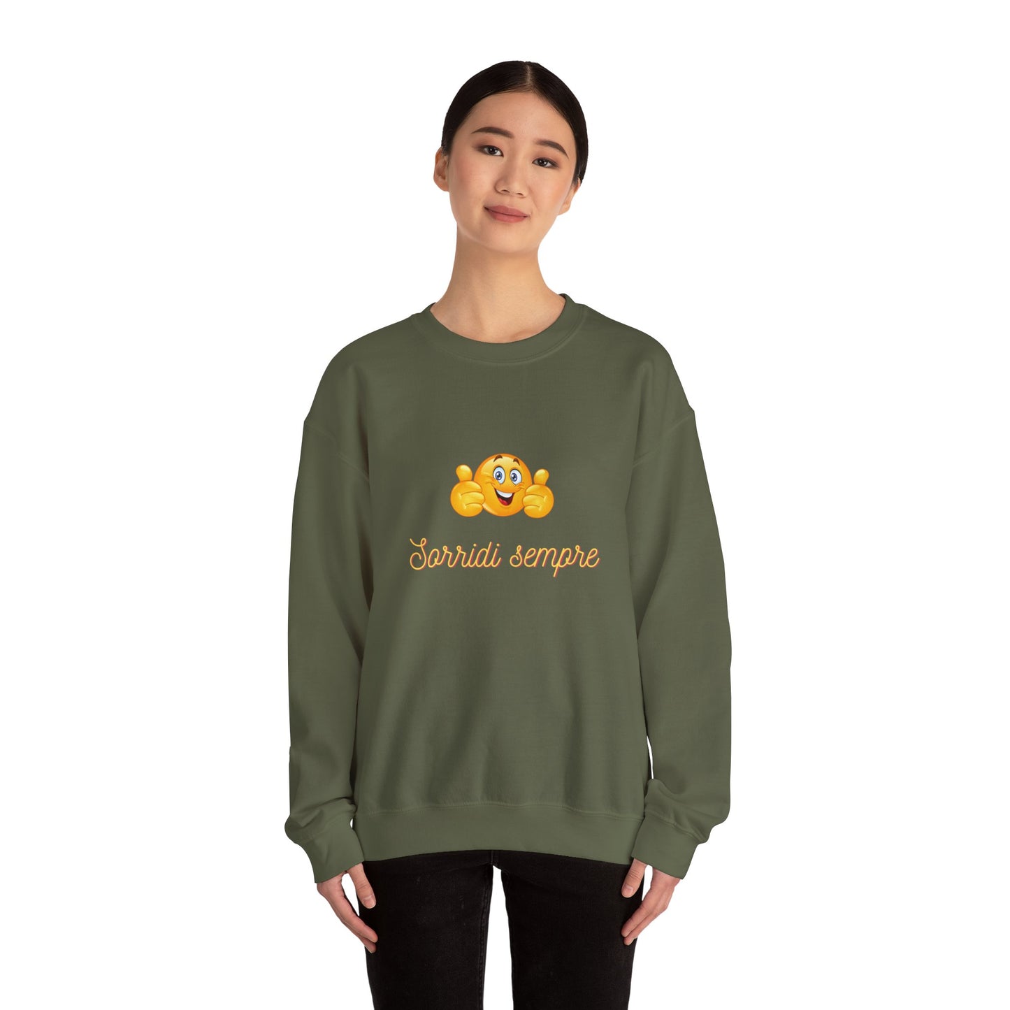 Crewneck Sweatshirt - 'Sorridi Sempre' Smiley Emoji Cozy Pullover