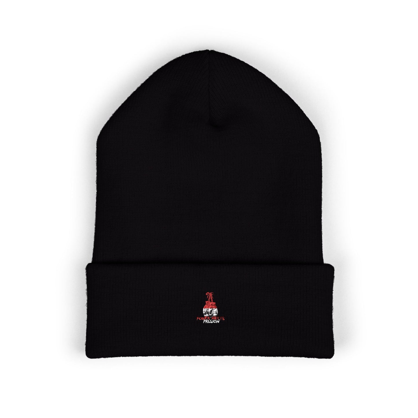 Classic Embroidered Cuffed Beanie — Minimal Santa Graphic