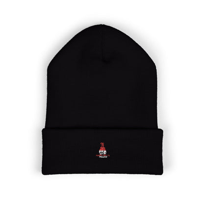 Classic Embroidered Cuffed Beanie — Minimal Santa Graphic
