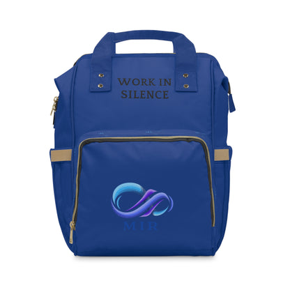 Work in Silence logo diaper backpack | blue MIR multifunctional backpack