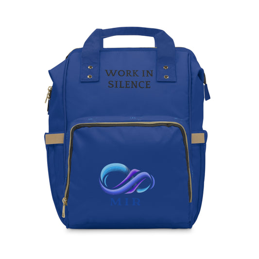 Work in Silence logo diaper backpack | blue MIR multifunctional backpack
