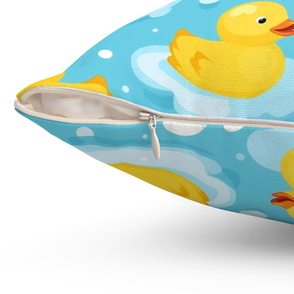 Rubber Duck Pattern Decorative Pillow — Cute Bath Toy Throw Cushion