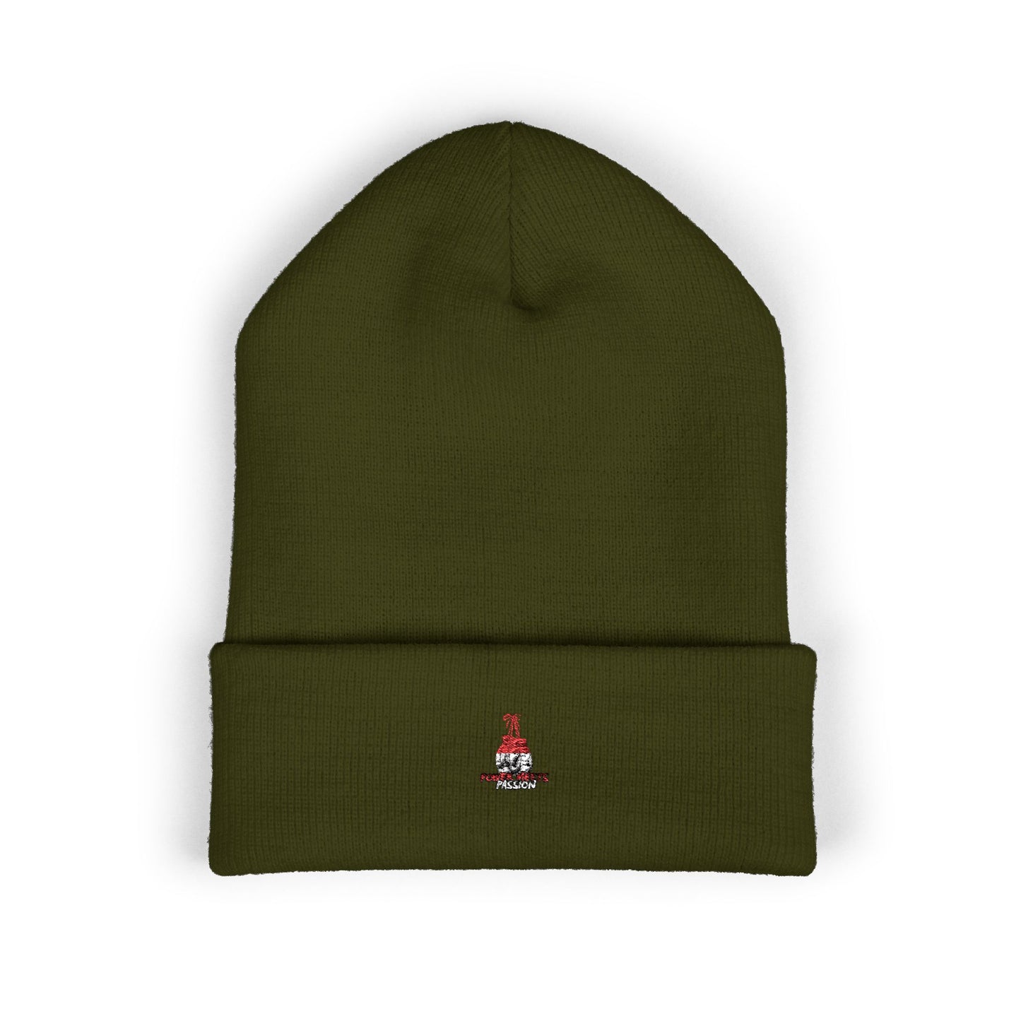 Classic Embroidered Cuffed Beanie — Minimal Santa Graphic