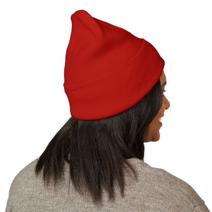 Classic Embroidered Cuffed Beanie — Minimal Santa Graphic