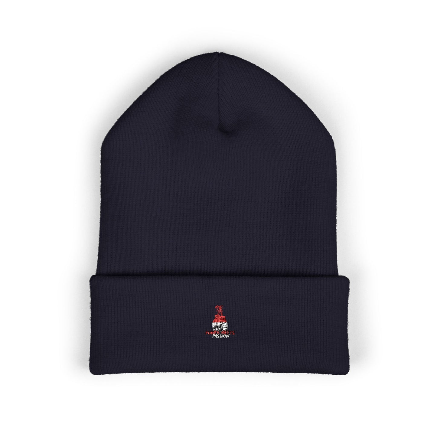 Classic Embroidered Cuffed Beanie — Minimal Santa Graphic