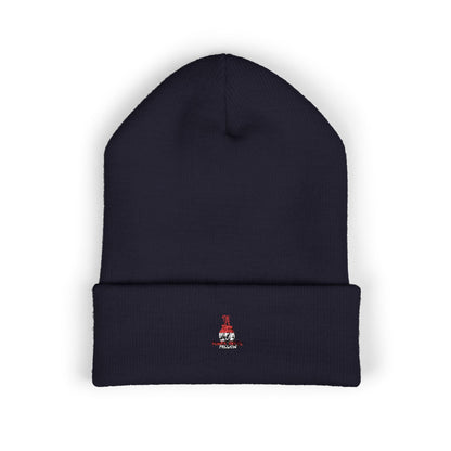 Classic Embroidered Cuffed Beanie — Minimal Santa Graphic