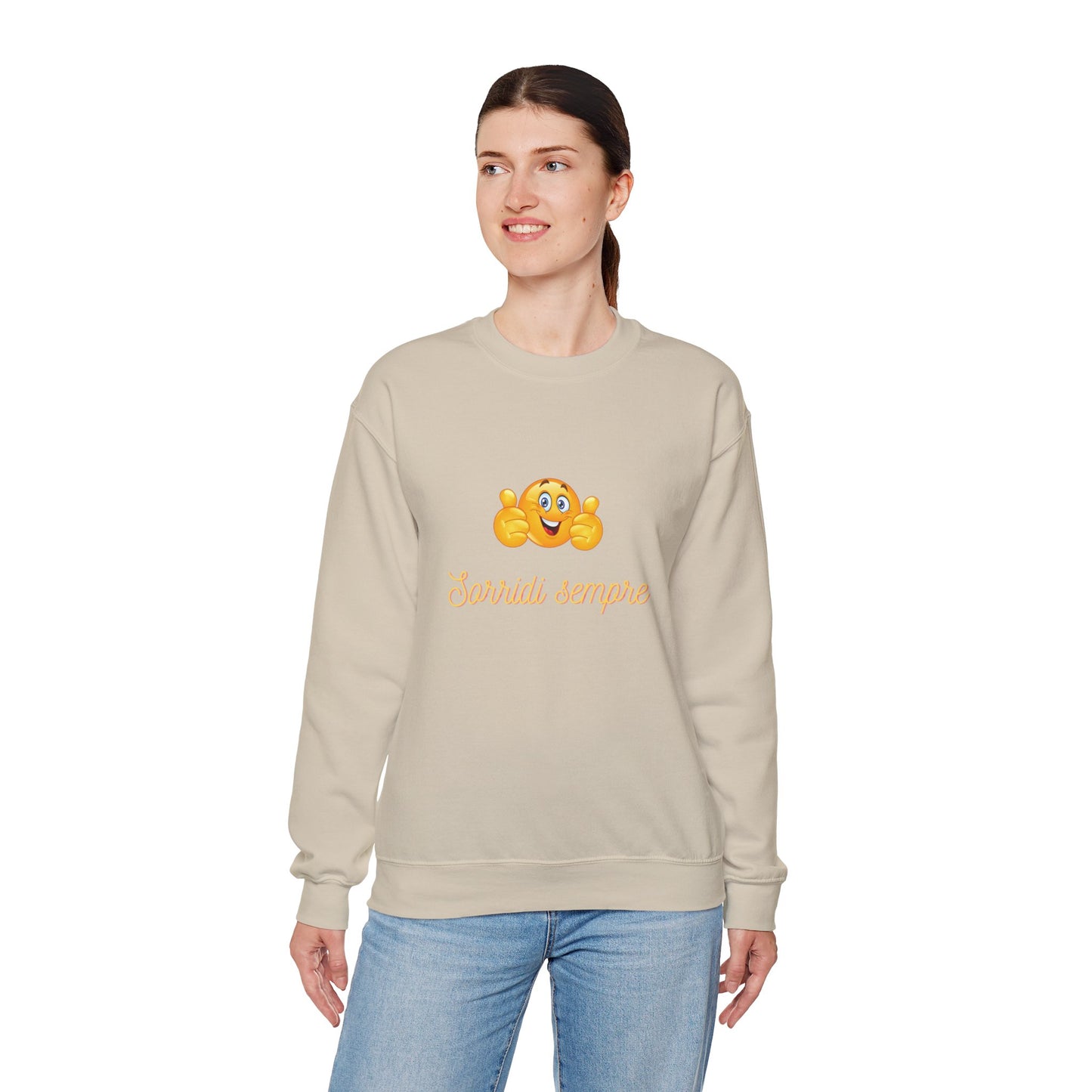 Crewneck Sweatshirt - 'Sorridi Sempre' Smiley Emoji Cozy Pullover