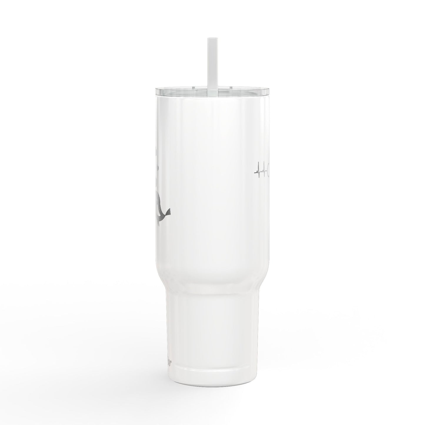 40oz Engraved Insulated Tumbler — Kissing Whale Design, Travel Mug with Lid (Perfect Gift)