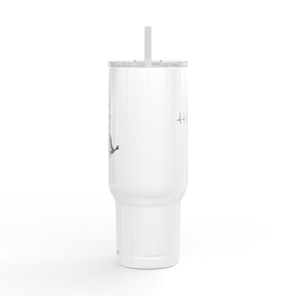 40oz Engraved Insulated Tumbler — Kissing Whale Design, Travel Mug with Lid (Perfect Gift)