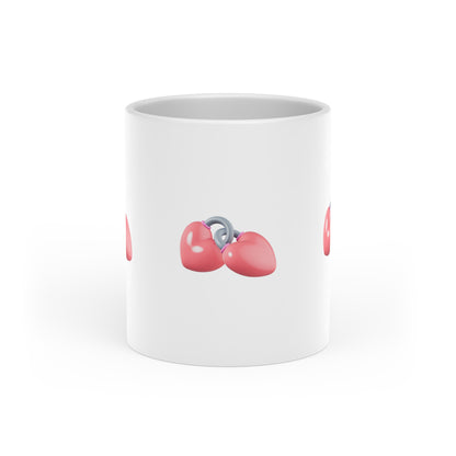 Heart Charm Mug — Cute Pink Heart Keyring Ceramic Coffee Cup