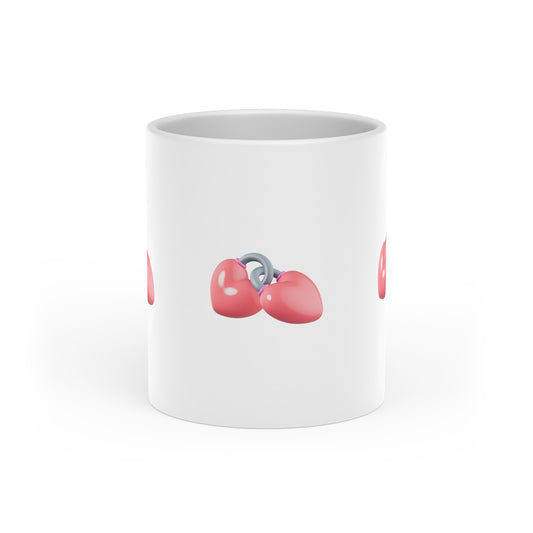 Heart Charm Mug — Cute Pink Heart Keyring Ceramic Coffee Cup